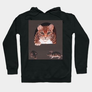 Ginger and White Cat and Mice Hoodie